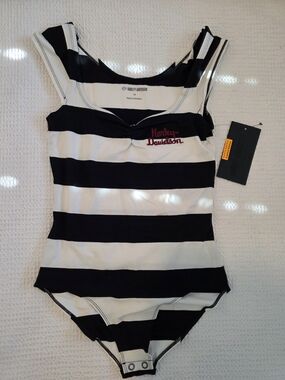 Harley-Davidson Black & White Striped One-Piece Bodysuit